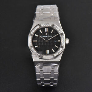 Royal Oak Ladies 33mm 8F Diamond Black Dial SS Bracelet Swiss Quartz - Image 20
