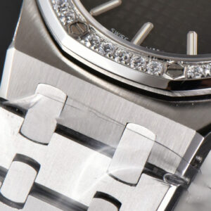 Royal Oak Ladies 33mm 8F Diamond Black Dial SS Bracelet Swiss Quartz - Image 28