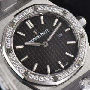 Royal Oak Ladies 33mm 8F Diamond Black Dial SS Bracelet Swiss Quartz - Image 30