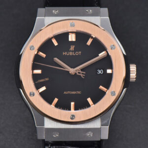Classic Fusion 42mm RG/SS JJ+F Black Dial Black Leather Strap A1110