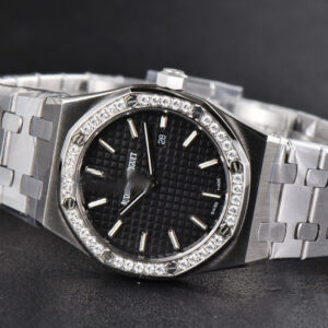 Royal Oak Ladies 33mm 8F Diamond Black Dial SS Bracelet Swiss Quartz - Image 31
