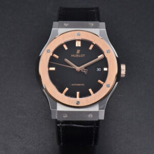 Classic Fusion 42mm RG/SS JJ+F Black Dial Black Leather Strap A1110 - Image 9