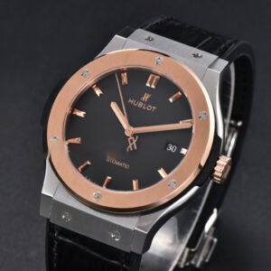 Classic Fusion 42mm RG/SS JJ+F Black Dial Black Leather Strap A1110 - Image 10
