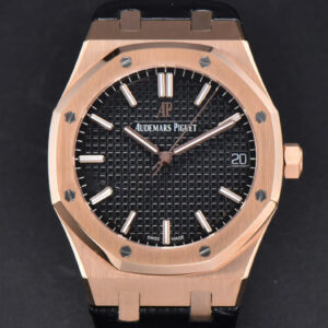 Royal Oak 15500 41mm RG APSF Black Textured Dial Black Leather Strap SA4302