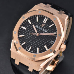 Royal Oak 15500 41mm RG APSF Black Textured Dial Black Leather Strap SA4302 - Image 5