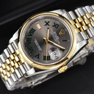 DateJust 36MM YG/SS BPF Smooth Wimbledon Gray Dial Green Marker Jubilee Bracelet A2824 - Image 2