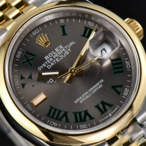DateJust 36MM YG/SS BPF Smooth Wimbledon Gray Dial Green Marker Jubilee Bracelet A2824 - Image 10