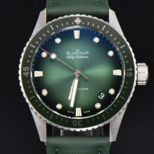 Fifty Fathoms Bathyscaphe 43mm GF Ceramic Green Dial Green Sail-Canvas Strap A1315