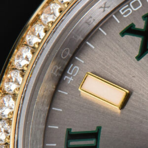 DateJust 36MM YG/SS Diamond BPF Wimbledon Gray Dial Green Roma Marker Oyster Bracelet A2824 - Image 6