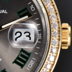 DateJust 36MM YG/SS Diamond BPF Wimbledon Gray Dial Green Roma Marker Oyster Bracelet A2824 - Image 9
