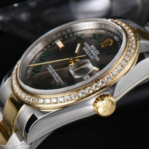 DateJust 36MM YG/SS Diamond BPF Wimbledon Gray Dial Green Roma Marker Oyster Bracelet A2824 - Image 10