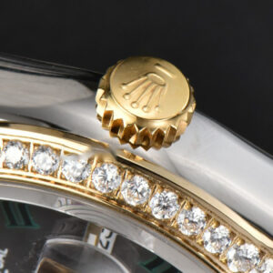 DateJust 36MM YG/SS Diamond BPF Wimbledon Gray Dial Green Roma Marker Oyster Bracelet A2824 - Image 15