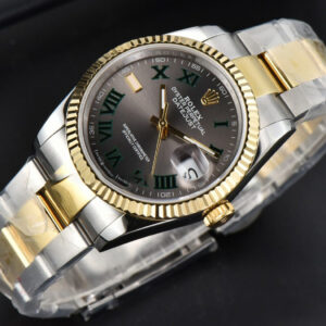 DateJust 36MM YG/SS BPF Wimbledom Gray Dial Green Roma Marker Oyster Bracelet 2824 - Image 2