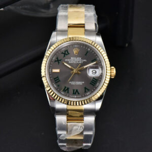 DateJust 36MM YG/SS BPF Wimbledom Gray Dial Green Roma Marker Oyster Bracelet 2824