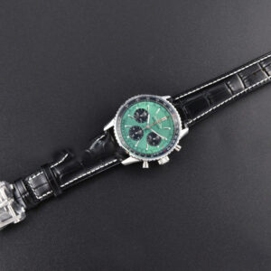 Navitimer B01 43mm BLSF Green Dial Black Subdial Black Leather Strap A7750 - Image 14