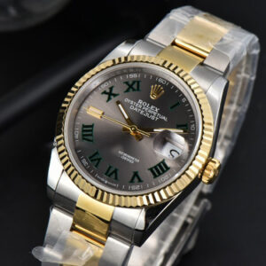 DateJust 36MM YG/SS BPF Wimbledom Gray Dial Green Roma Marker Oyster Bracelet 2824 - Image 4