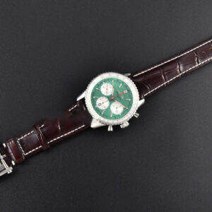 Navitimer B01 43mm BLSF Green Dial White Subdial Black Leather Strap A7750 - Image 7