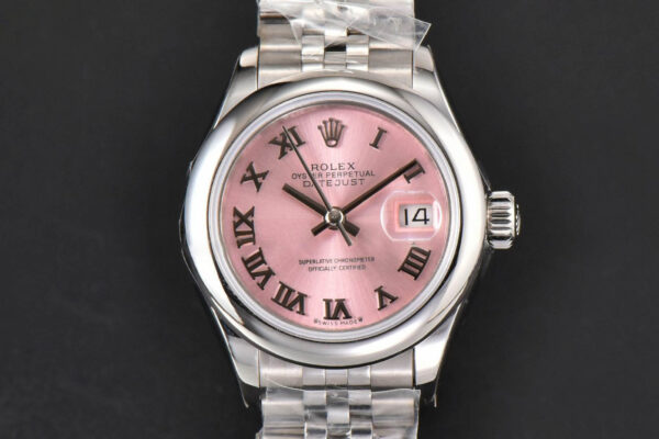 DateJust 28MM Ladies WF Smooth Bezel Pink Dial Roma Marker Jubilee Bracelet A2236