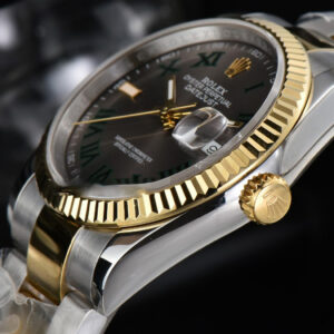 DateJust 36MM YG/SS BPF Wimbledom Gray Dial Green Roma Marker Oyster Bracelet 2824 - Image 11