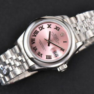 DateJust 28MM Ladies WF Smooth Bezel Pink Dial Roma Marker Jubilee Bracelet A2236 - Image 2