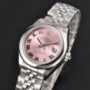 DateJust 28MM Ladies WF Smooth Bezel Pink Dial Roma Marker Jubilee Bracelet A2236 - Image 3