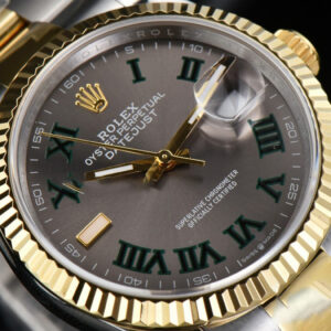 DateJust 36MM YG/SS BPF Wimbledom Gray Dial Green Roma Marker Oyster Bracelet 2824 - Image 12