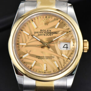DateJust 36MM YG/SS BPF Smooth YG Palm Dial Oyster Bracelet A2824