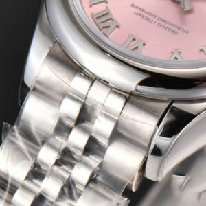 DateJust 28MM Ladies WF Smooth Bezel Pink Dial Roma Marker Jubilee Bracelet A2236 - Image 10
