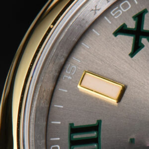 DateJust 36MM YG/SS BPF Smooth Wimbledom Gray Dial Green Roma Marker Oyster Bracelet 2824 - Image 7