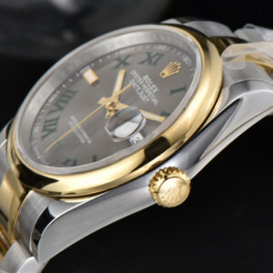 DateJust 36MM YG/SS BPF Smooth Wimbledom Gray Dial Green Roma Marker Oyster Bracelet 2824 - Image 11