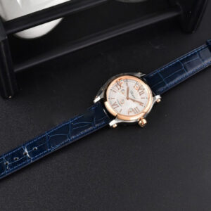 Happy Sport Automatic RG/SS 33mm HWF White Dial Blue Leather Starp A2892 - Image 3
