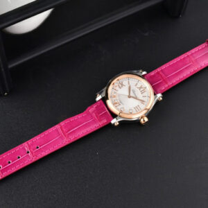Happy Sport Automatic RG/SS 33mm HWF White Dial Rose Red Leather Starp A2892 - Image 3