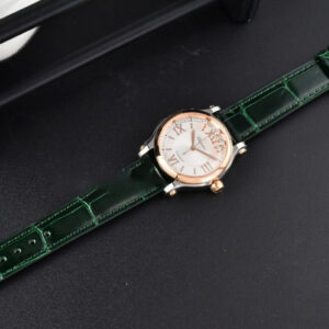 Happy Sport Automatic RG/SS 33mm HWF White Dial Green Leather Starp A2892 - Image 3