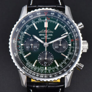 Navitimer B01 43mm BLSF Green Dial Black Leather Strap A7750