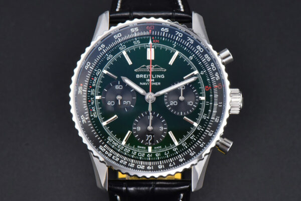Navitimer B01 43mm BLSF Green Dial Black Leather Strap A7750