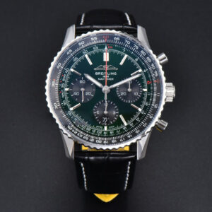 Navitimer B01 43mm BLSF Green Dial Black Leather Strap A7750 - Image 11