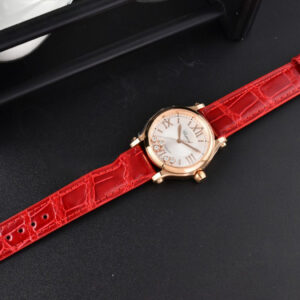 Happy Sport Automatic RG/SS 33mm HWF White Dial Red Leather Starp A2892 - Image 3