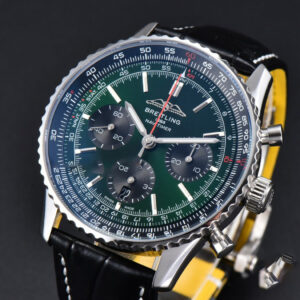 Navitimer B01 43mm BLSF Green Dial Black Leather Strap A7750 - Image 12