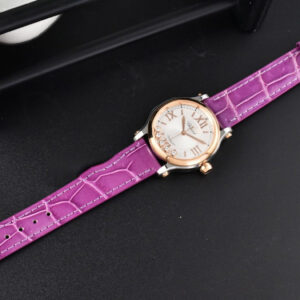 Happy Sport Automatic RG/SS 33mm HWF White Dial Grape Leather Starp A2892 - Image 3