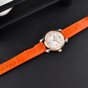 Happy Sport Automatic RG/SS 33mm HWF White Dial Orange Leather Starp A2892 - Image 3