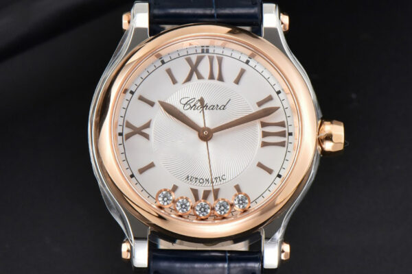 Happy Sport Automatic RG/SS 33mm HWF White Dial Blue Leather Starp A2892