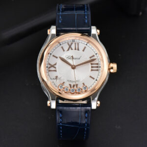 Happy Sport Automatic RG/SS 33mm HWF White Dial Blue Leather Starp A2892 - Image 4