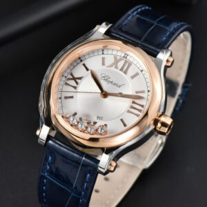 Happy Sport Automatic RG/SS 33mm HWF White Dial Blue Leather Starp A2892 - Image 5