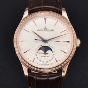 Master Ultra Thin Moonphase 1362501 APSF 39MM RG Diamond White Dial Brown Leather Strap SA925
