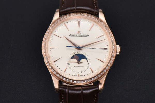 Master Ultra Thin Moonphase 1362501 APSF 39MM RG Diamond White Dial Brown Leather Strap SA925