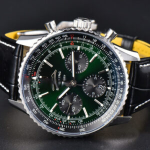 Navitimer B01 43mm BLSF Green Dial Black Leather Strap A7750 - Image 20