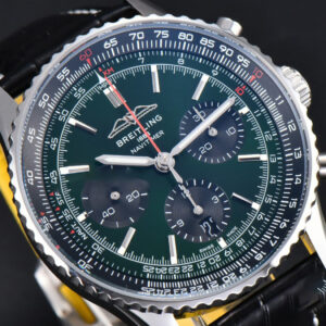 Navitimer B01 43mm BLSF Green Dial Black Leather Strap A7750 - Image 21