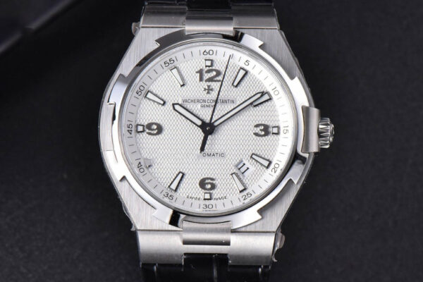 Overseas 47040 MKF 42MM White Textured Dial Leather Strap 9015