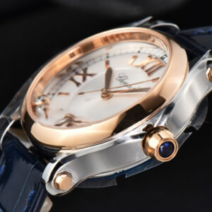 Happy Sport Automatic RG/SS 33mm HWF White Dial Blue Leather Starp A2892 - Image 12