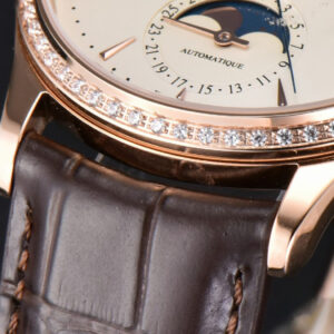 Master Ultra Thin Moonphase 1362501 APSF 39MM RG Diamond White Dial Brown Leather Strap SA925 - Image 2